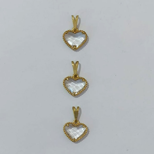 PINGENTE NO BRUTO PRONTO PARA O BANHO - KIT COM 3 PINGENTES PINGENTES CORAÇÃO TIPO VAN CLEEF EM VIDRO CRISTAL 10MM - PESO TOTAL 2,1GR - BRU24279