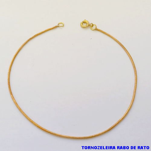 TORNOZELEIRA NO BRUTO PRONTO PARA O BANHO(CX153)(CORRENTE RABO DE RATO) TAMANHO 23CM - PESO TOTAL 1.8GR - BRU24291