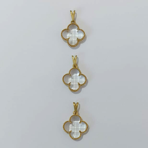 PINGENTE NO BRUTO PRONTO PARA O BANHO - KIT COM 3 PINGENTES TIPO VAN CLEEF VIDRO CRISTAL 15MM - PESO TOTAL 4,6GR - BRU24321