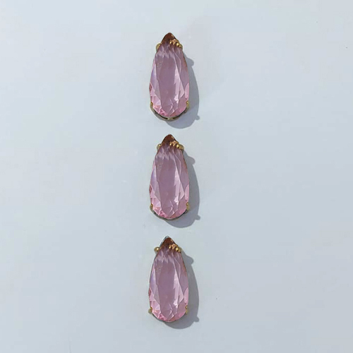 PINGENTE NO BRUTO PRONTO PARA O BANHO - KIT COM 3 PINGENTES COM BASES EM ALTA FUSÃO COM ZIRCÔNIA ROSAS 10X22MM - PESO TOTAL: 7,6GR - BRU24501