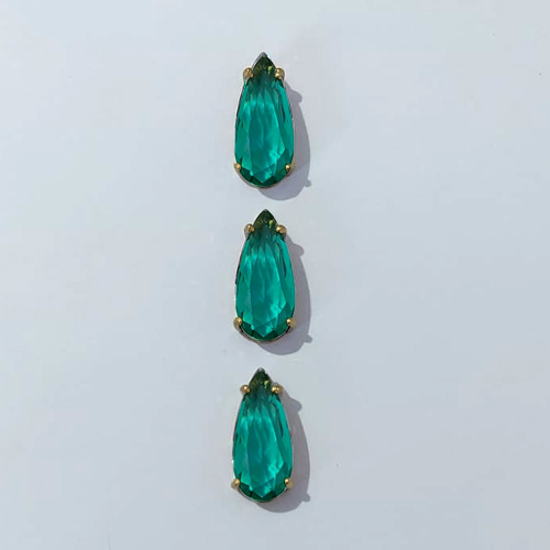 PINGENTE NO BRUTO PRONTO PARA O BANHO - KIT COM 3 PINGENTES COM BASES EM ALTA FUSÃO COM ZIRCÔNIA VERDE 10X22MM - PESO TOTAL: 7,6GR - BRU24506