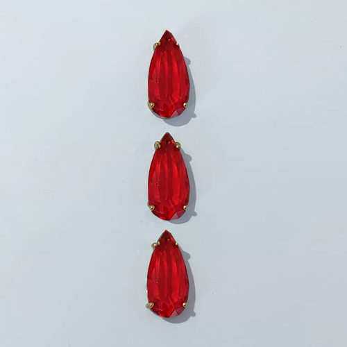 PINGENTE NO BRUTO PRONTO PARA O BANHO - KIT COM 3 PINGENTES COM BASES EM ALTA FUSÃO COM ZIRCÔNIA VERMELHA 10X22MM - PESO TOTAL: 7,6GR - BRU24507