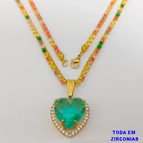 SHOCKER NO BRUTO PRONTO PARA O BANHO (COM PINGENTE TODO CRAVEJADO )(PINGENTE 15X15MM)- TAMANHO 40CM+EXTENSOR - LARGURA 3MM - 60% LATÃO 40% ZIRCONIA (peso total 10.5gr)- BRU24376