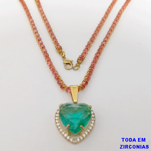 SHOCKER NO BRUTO PRONTO PARA O BANHO (COM PINGENTE TODO CRAVEJADO )(PINGENTE 15X15MM)- TAMANHO 40CM+EXTENSOR - LARGURA 3MM - 60% LATÃO 40% ZIRCONIA (peso total 10.5gr)- BRU24377