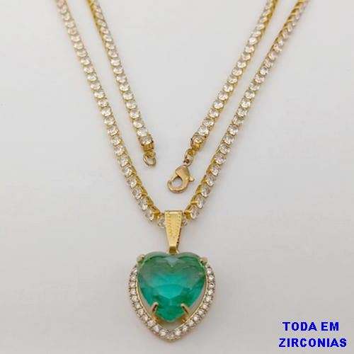 SHOCKER NO BRUTO PRONTO PARA O BANHO (COM PINGENTE TODO CRAVEJADO )(PINGENTE 15X15MM)- TAMANHO 40CM+EXTENSOR - LARGURA 3MM - 60% LATÃO 40% ZIRCONIA (peso total 10.5gr)- BRU24378