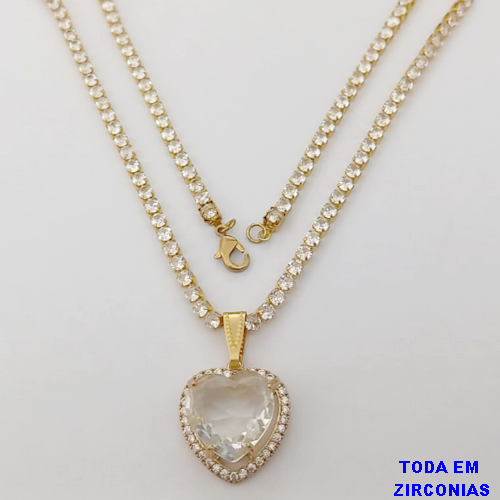 SHOCKER NO BRUTO PRONTO PARA O BANHO (COM PINGENTE TODO CRAVEJADO )(PINGENTE 15X15MM)- TAMANHO 40CM+EXTENSOR - LARGURA 3MM - 60% LATÃO 40% ZIRCONIA (peso total 10.5gr)- BRU24379