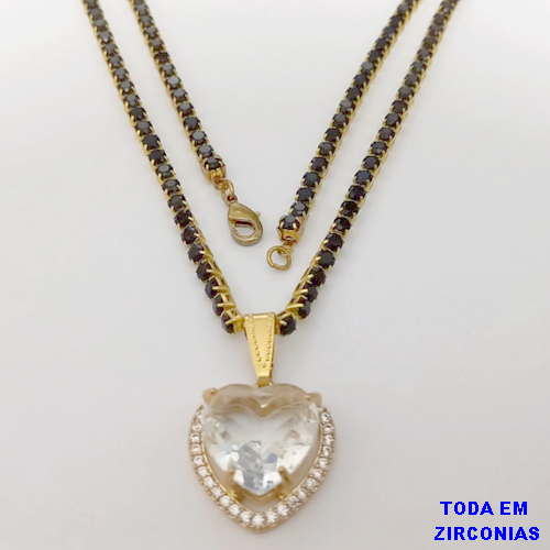 SHOCKER NO BRUTO PRONTO PARA O BANHO (COM PINGENTE TODO CRAVEJADO )(PINGENTE 15X15MM)- TAMANHO 40CM+EXTENSOR - LARGURA 3MM - 60% LATÃO 40% ZIRCONIA (peso total 10.5gr)- BRU24380