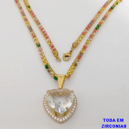 SHOCKER NO BRUTO PRONTO PARA O BANHO (COM PINGENTE TODO CRAVEJADO )(PINGENTE 15X15MM)- TAMANHO 40CM+EXTENSOR - LARGURA 3MM - 60% LATÃO 40% ZIRCONIA (peso total 10.5gr)- BRU24381