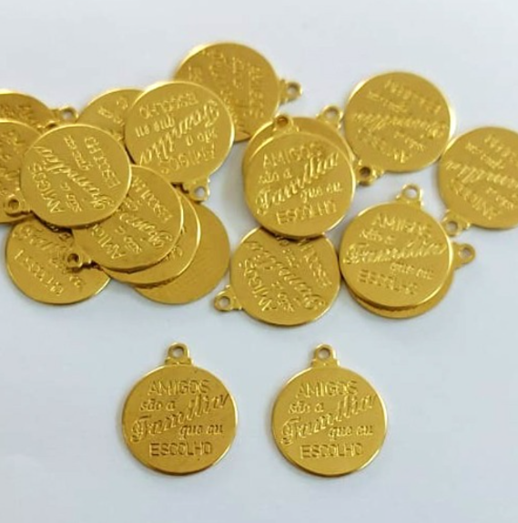 ACESSORIO NO BRUTO PRONTO PARA O BANHO(CX154) (5180)Redondo 15mm "amigos São A Família..." - BRU24390