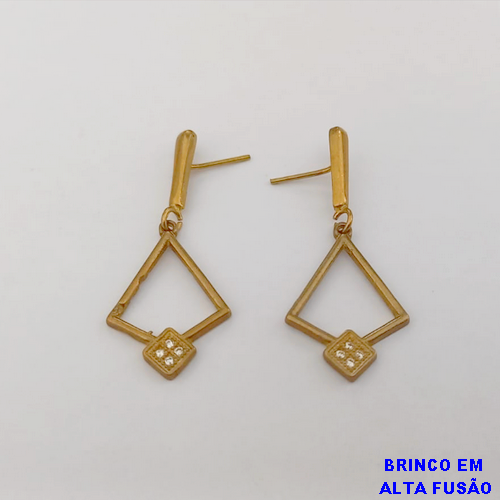 BRINCO NO BRUTO PRONTO PARA O BANHO(CX154)BRINCO EM ALTA FUSÃO (COM PINGENTE EM GOTA CRAVEJADA 3CM)PESO 2.4GR (peso do par )- BRU24395