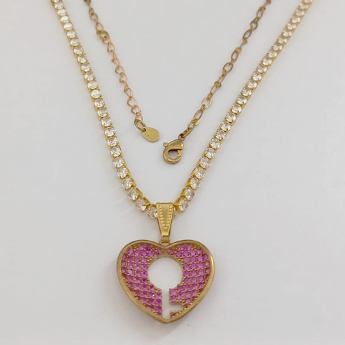 SHOCKER NO BRUTO PRONTO PARA O BANHO(CX154) (COM PINGENTE TODO CRAVEJADO )(PINGENTE 2,1CM)- TAMANHO 40CM+EXTENSOR - LARGURA 3MM - 60% LATÃO 40% ZIRCONIA (peso total 8.5gr)- BRU24400