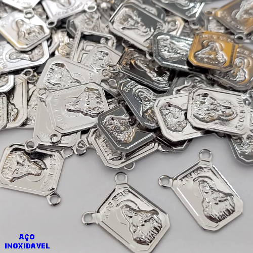 ACESSORIO NO AÇO INOXIDAVEL(i-0922)- ACESSORIO PARA ESCAPULARIO(CX155)( VENDA POR UNIDADE) - Escapulário pequeno. S.C Jesus 12 x 9 mm - AÇO0322