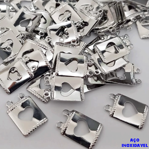 ACESSORIO NO AÇO INOXIDAVEL(i-0919)- ACESSORIO PARA ESCAPULARIO(CX155)( VENDA POR UNIDADE) -Escapulário pequeno 9 x 11 mm - Coração - AÇO0323
