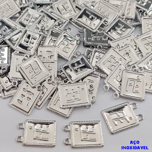ACESSORIO NO AÇO INOXIDAVEL(i-0916)- ACESSORIO PARA ESCAPULARIO(CX155)( VENDA POR UNIDADE) - Escapulário pequeno 9 x 11 mm - FÉ- AÇO0327