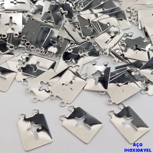 ACESSORIO NO AÇO INOXIDAVEL()- ACESSORIO PARA ESCAPULARIO(CX155)( VENDA POR UNIDADE) -Escapulário pequeno 9 x 11 mm - Cruz - AÇO0330