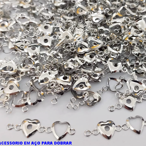 ACESSORIO NO AÇO INOXIDAVEL PEÇA(conector) DUPLA PARA DOBRAR ()- ACESSORIO (CX155)( VENDA POR UNIDADE) -Coração duplo de 12mm- AÇO0334