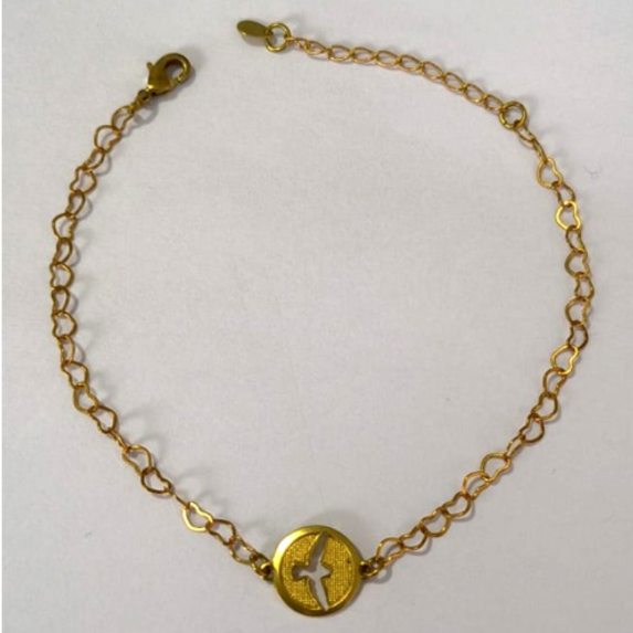 PULSEIRA NO BRUTO PRONTO PARA O BANHO(100% LATÃO)(1988) COM FECHO LAGOSTA-TAMANHO 18CM+ESTENSOR(Red 12mm C/ Espirito Santo Vaz)BRU24401