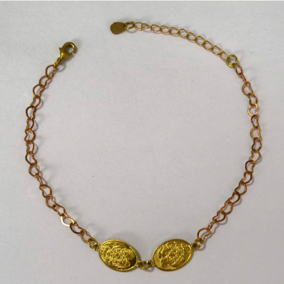 PULSEIRA NO BRUTO PRONTO PARA O BANHO(100% LATÃO)(5937) COM FECHO LAGOSTA-TAMANHO 18CM+ESTENSOR(Oval 12,8mm Sagrada Familia ")BRU24404