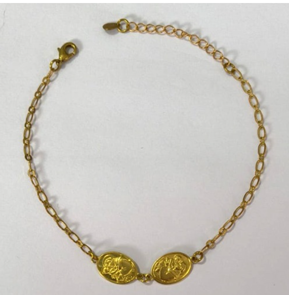 PULSEIRA NO BRUTO PRONTO PARA O BANHO(PESO 1.8GR (100% LATÃO)(5935) COM FECHO LAGOSTA-TAMANHO 18CM+ESTENSOR(Oval 12,8mm Santo Antonio ")BRU24449