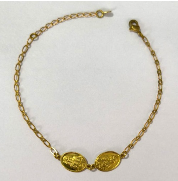 PULSEIRA NO BRUTO PRONTO PARA O BANHO(PESO 1.8GR (100% LATÃO)(5939) COM FECHO LAGOSTA-TAMANHO 18CM+ESTENSOR( Oval 12,8mm Rosa Mistica ")BRU24458