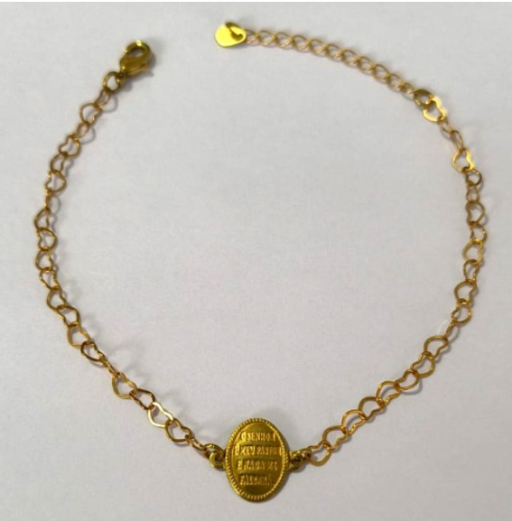 PULSEIRA NO BRUTO PRONTO PARA O BANHO(PESO 1.8GR (100% LATÃO)(3.1487A2) COM FECHO LAGOSTA-TAMANHO 18CM+ESTENSOR( OVAL "O SENHOR É MEU PASTOR" ")BRU24461