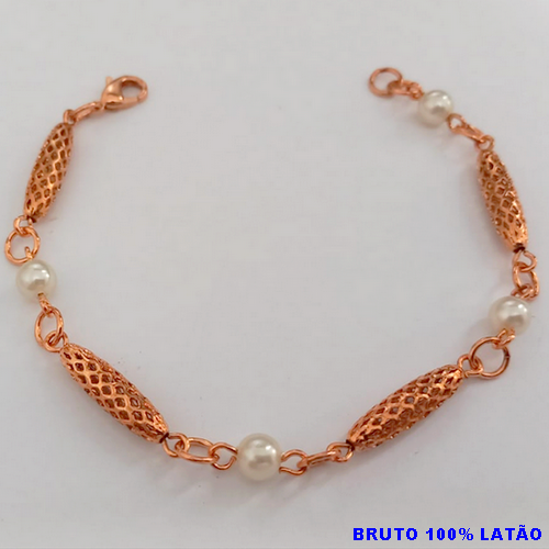 PULSEIRA NO BRUTO PRONTO PARA O BANHO(CX155)(COM CORRENTE SIMPLES TODA TRASBALHADA ) PESO 5.2GR(TAMANHO 18CM) BRU24473