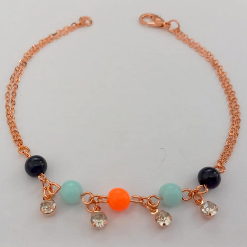 PULSEIRA NO BRUTO PRONTO PARA O BANHO(CX155)(COM CORRENTE SIMPLES COM CONTAS COLORIDAS ) PESO 2.8GR(TAMANHO 18CM) BRU24475