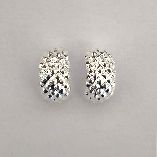 BRINCO FOLHEADO A PRATA COM 50 MILÉSIMOS + VERNIZ DIAMOND - BRINCO DE PINO MEIA LUA 10X20MM PRA850