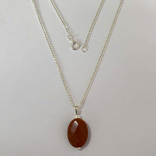 GARGANTILHA FOLHEADA A PRATA COM 50 MILÉSIMOS + VERNIZ DIAMOND - GARGANTILHA CORRENTE 45CM E PINGENTE EM PEDRA NATURAL 18MM - PRA860