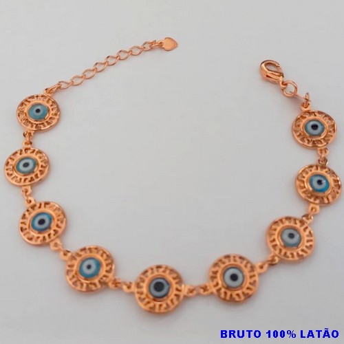 PULSEIRA NO BRUTO PRONTO PARA O BANHO(CX156)(COM CORRENTE TODA EM OLHO GREGO ) PESO 6.2GR (TAMANHO 18CM) BRU24491