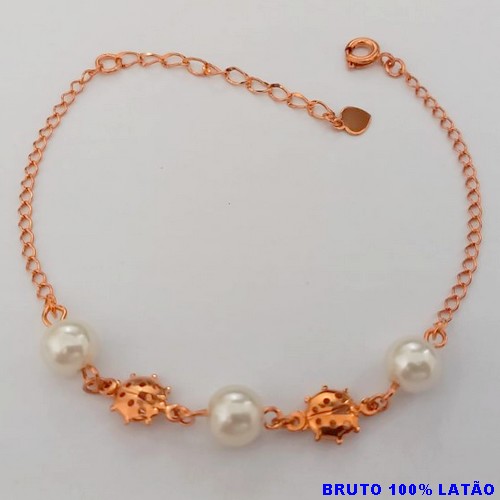 PULSEIRA NO BRUTO PRONTO PARA O BANHO(CX156)(COM CORRENTE SIMPLES E DLICADA COM PEROLAS ) PESO 2.2GR (TAMANHO 18CM) BRU24492