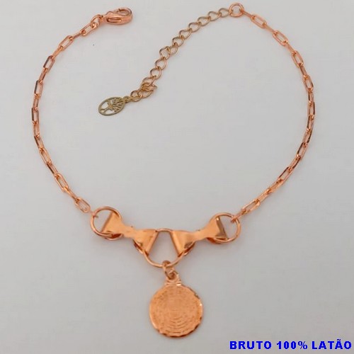 PULSEIRA NO BRUTO PRONTO PARA O BANHO(CX156) PULSEIRA SIMPLES E DELICADA COM MEDALHA DO PAI NOSSO ) PESO 8.8GR (TAMANHO 18CM) BRU24496