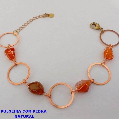 PULSEIRA NO BRUTO PRONTO PARA O BANHO(CX156) PULSEIRA com quatro pedra natural (quartzo) PESO 6.2GR (TAMANHO 18CM) BRU24554