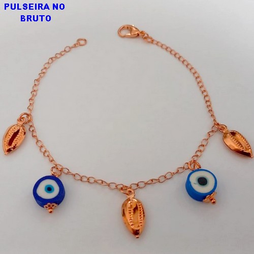 PULSEIRA NO BRUTO PRONTO PARA O BANHO(CX156) PULSEIRA COM OLHO GREGO) PESO 3.2GR (TAMANHO 18CM) BRU24556