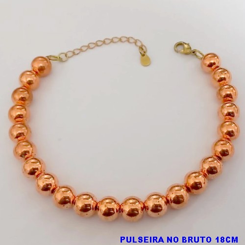 PULSEIRA NO BRUTO PRONTO PARA O BANHO(CX156) PULSEIRA COM CORRENTE INTERNA E BOLAS DE 6MM) PESO 5,9GR (TAMANHO 18CM) BRU24565