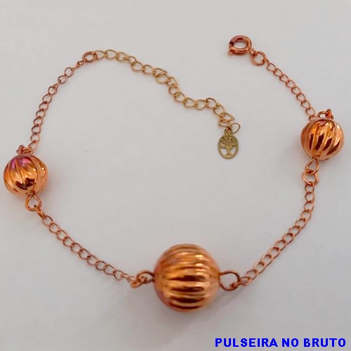 PULSEIRA NO BRUTO PRONTO PARA O BANHO(CX156) PULSEIRA COM CORRENTE INTERNA E BOLAS DE 6 E 12MM) PESO 4,1GR (TAMANHO 20CM) BRU24567