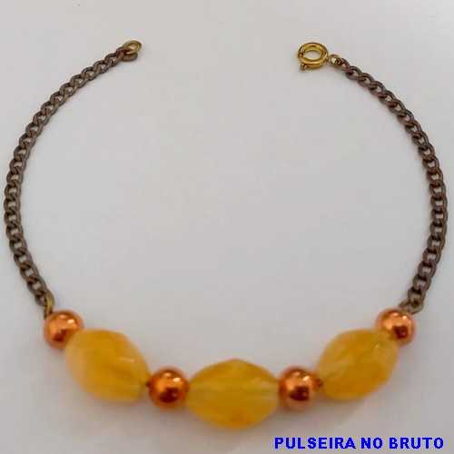 PULSEIRA NO BRUTO PRONTO PARA O BANHO(CX156) PULSEIRA COM CORRENTE INTERNA E BOLAS 4MM E BARRIL SEXTAVADO DE 1,5MM) PESO 4,4GR (TAMANHO 20CM) BRU24568