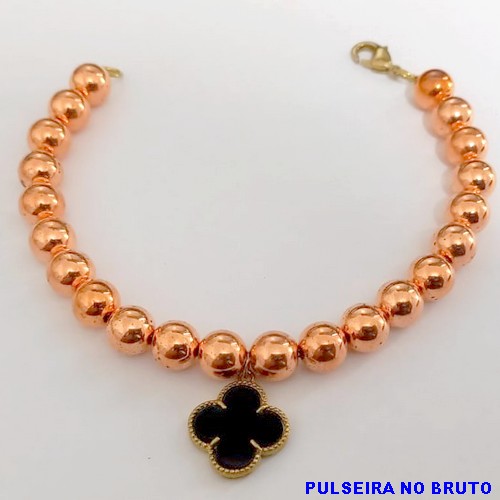 PULSEIRA NO BRUTO PRONTO PARA O BANHO(CX156) PULSEIRA COM CORRENTE INTERNA E BOLAS DE 6MM E VAN CLEFF DE RESINA) PESO 7,2GR (TAMANHO 20CM) BRU24571