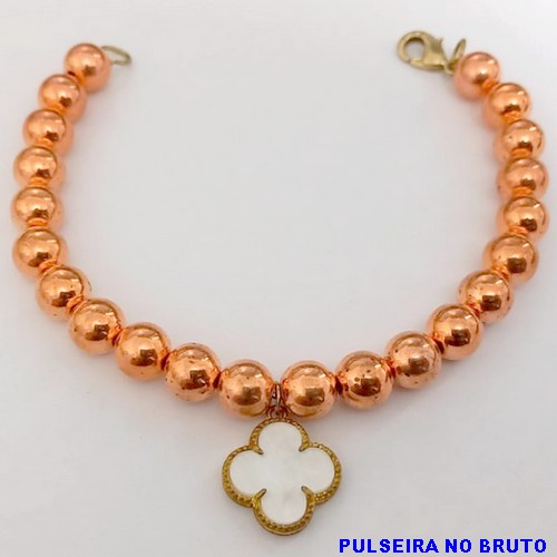 PULSEIRA NO BRUTO PRONTO PARA O BANHO(CX156) PULSEIRA COM CORRENTE INTERNA E BOLAS DE 6MM E VAN CLEFF DE RESINA) PESO 7,2GR (TAMANHO 20CM) BRU24574