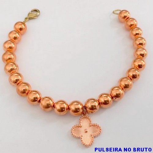 PULSEIRA NO BRUTO PRONTO PARA O BANHO(CX156) PULSEIRA COM CORRENTE INTERNA E BOLAS DE 6MM E VAN CLEFF DE RESINA) PESO 7,2GR (TAMANHO 20CM) BRU24575