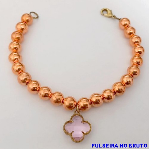 PULSEIRA NO BRUTO PRONTO PARA O BANHO(CX156) PULSEIRA COM CORRENTE INTERNA E BOLAS DE 6MM E VAN CLEFF DE RESINA) PESO 7,2GR (TAMANHO 20CM) BRU24576