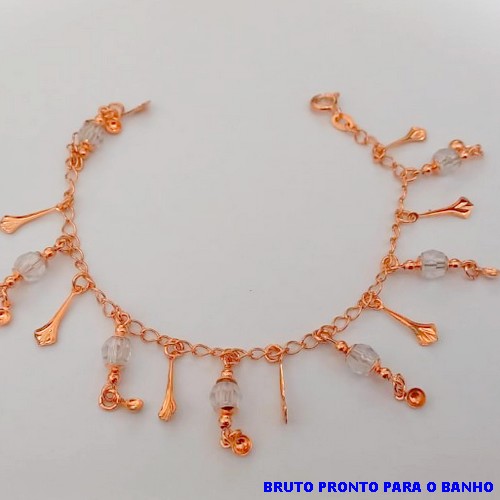 PULSEIRA NO BRUTO PRONTO PARA O BANHO(CX157) PULSEIRA COM CORRENTE NORMAL COM BASTANTE BADULAQUE ) PESO 5.5GR (TAMANHO 20CM) BRU24585