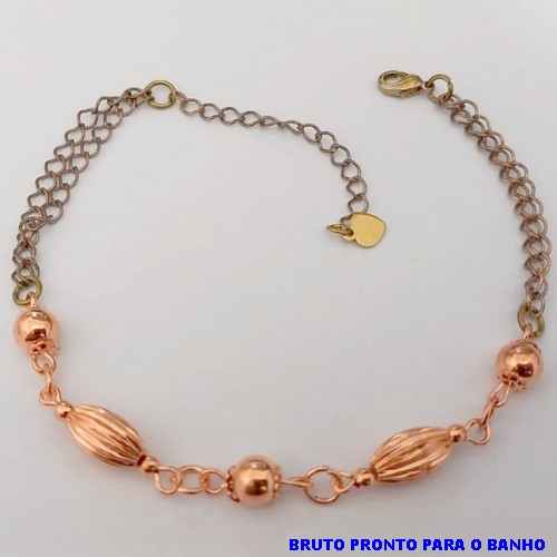 PULSEIRA NO BRUTO PRONTO PARA O BANHO(CX157) PULSEIRA COM CORRENTE dupla NORMAL ) PESO 3.6GR (TAMANHO 20CM) BRU24586