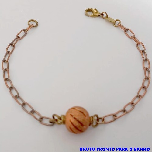 PULSEIRA NO BRUTO PRONTO PARA O BANHO(CX157) PULSEIRA COM CORRENTE NORMAL E UMA BOLA DIAMANTADA DE12MM ) PESO 4.2GR (TAMANHO 20CM) BRU24587
