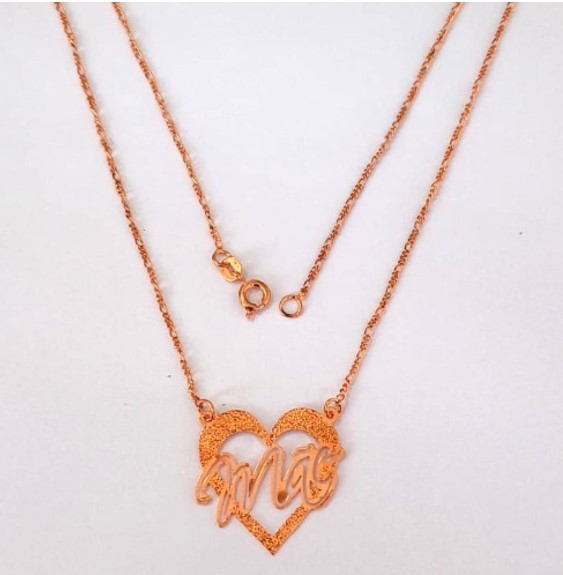 GARGANTILHA NO BRUTO PRONTO PARA O BANHO(CX157) PULSEIRA COM CORRENTE NORMAL DE 45CM E CORAÇÃO DE MÃE ) PESO 2.9GR (PINGENTE DE 2,5CM) BRU24588