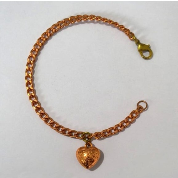 PULSEIRA NO BRUTO PRONTO PARA O BANHO(CX157) PULSEIRA COM UM CORAÇÃO EM ABS ) PESO 5.5GR (LARGURA DA CORRENTE 4MM (BRU24591