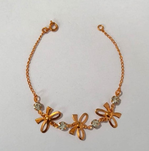 PULSEIRA NO BRUTO PRONTO PARA O BANHO(CX157) PULSEIRA COM CORRENTE SIMPLES E CRISTAL( 18CM ) PESO 2.6GR (BRU24593