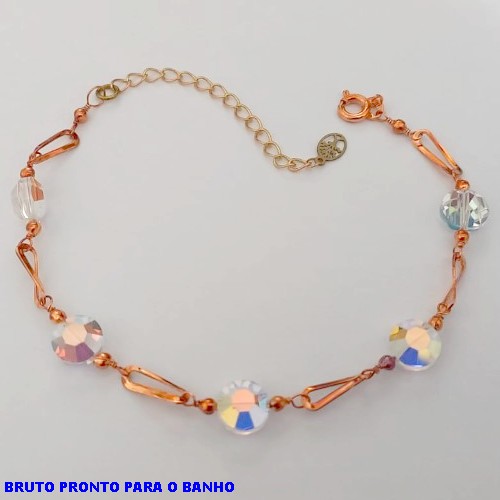 PULSEIRA NO BRUTO PRONTO PARA O BANHO(CX157) PULSEIRA COM CORRENTE ESPECIAL CRISTAL ( PESO 4.6GR (BRU24609