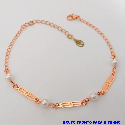 PULSEIRA NO BRUTO PRONTO PARA O BANHO(CX157) PULSEIRA COM CORRENTE PEROLA ( PESO 1.7GR (BRU24611