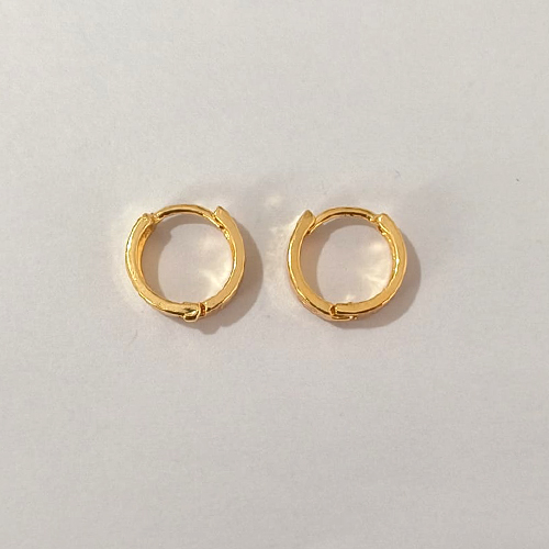 BRINCO FOLHEADO A OURO - BANHADO COM 5 MILÉSIMOS + VERNIZ DIAMOND - BRINCO DE ARGOLA PARAFUSO - TAMANHO: 14MM - OURO1258